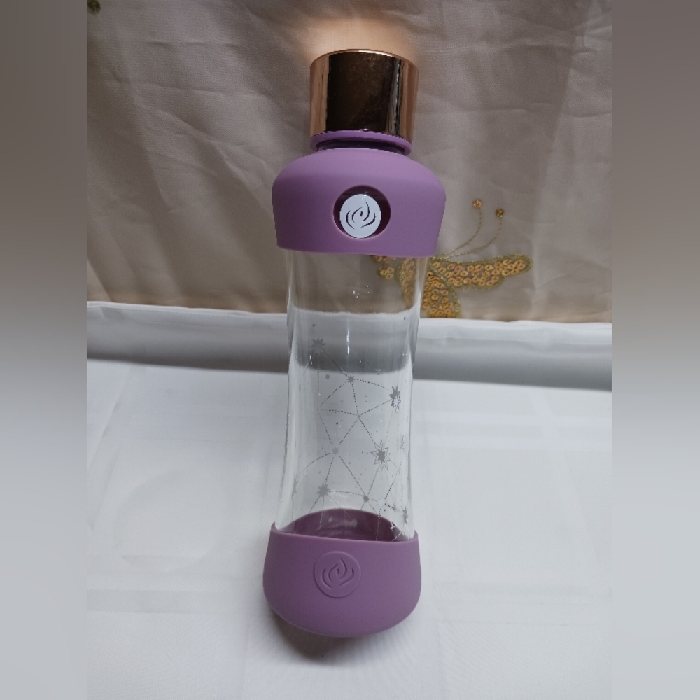 Apana 18oz Glass Water Bottle/Lavender-w Gold Lid/ Ahead Of The Curves